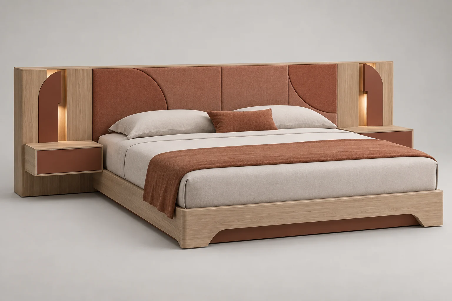 Bed and Headboard — Terracotta — C5-HT-BD-007