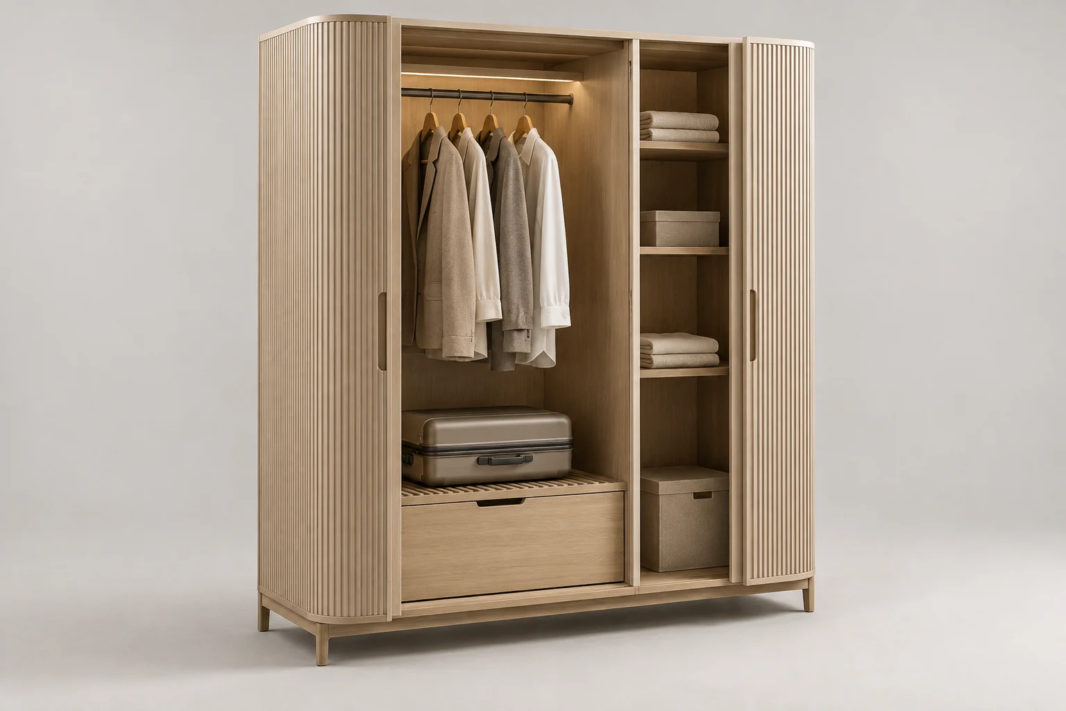 Wardrobe — Fluted Sand — C5-HT-WD-004