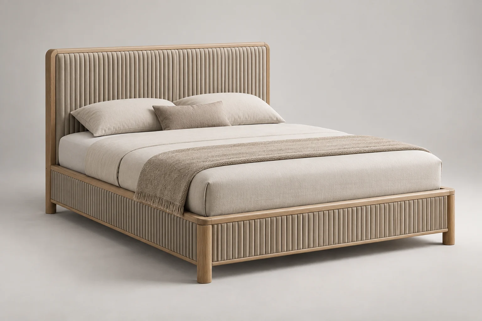 Bed — Fluted Sand — C5-RS-BR-BD-004
