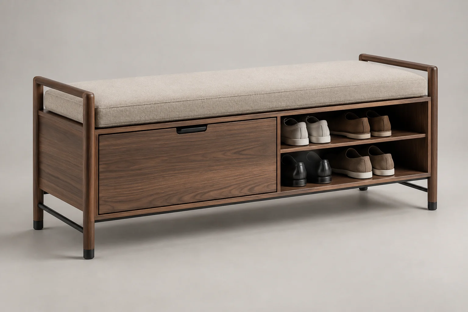 Entry Bench — Walnut Frame — C5-RS-FY-EB-003
