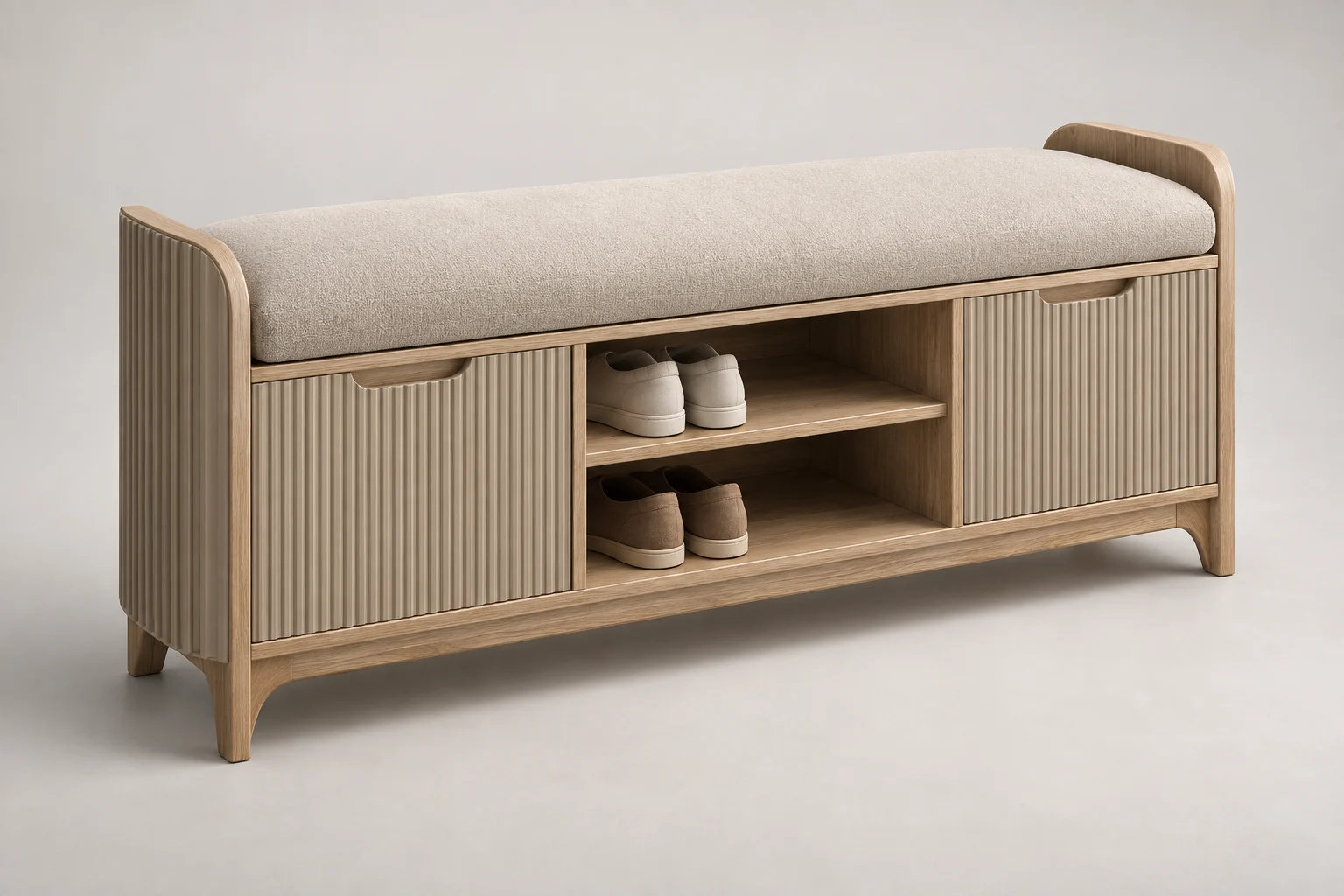 Entry Bench — Fluted Sand — C5-RS-FY-EB-004