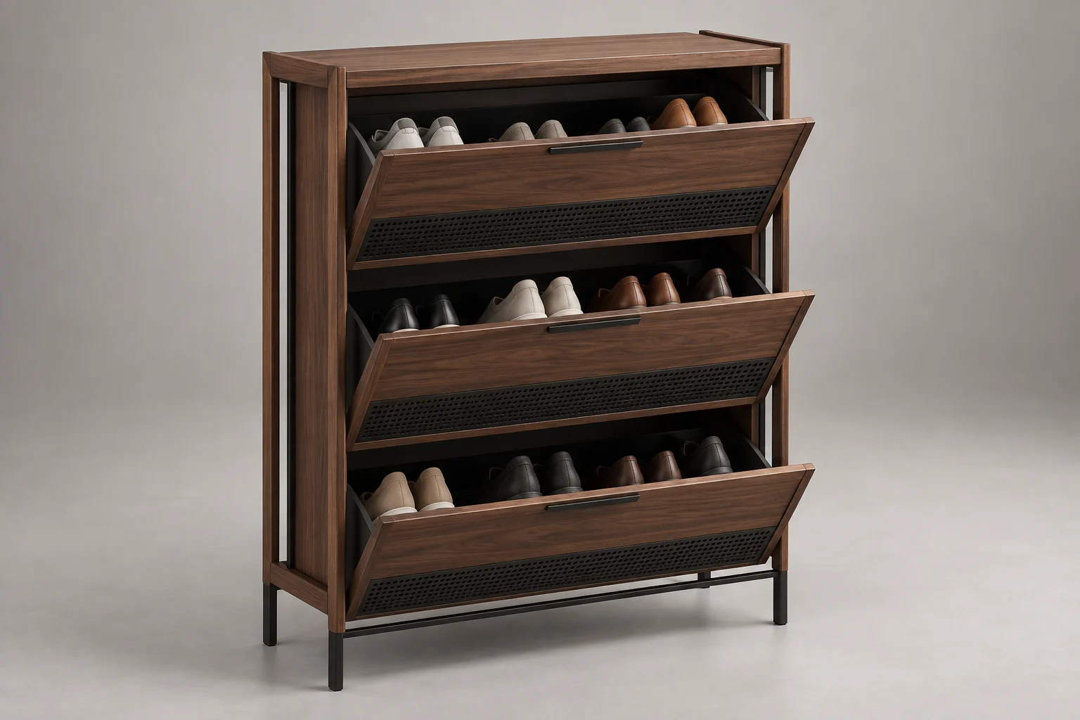 Shoe Cabinet — Walnut Frame — C5-RS-FY-SC-003
