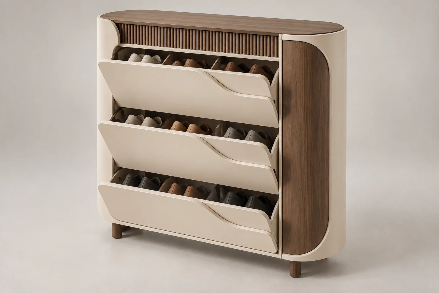 Shoe Cabinet — Sculpted Cream — C5-RS-FY-SC-009