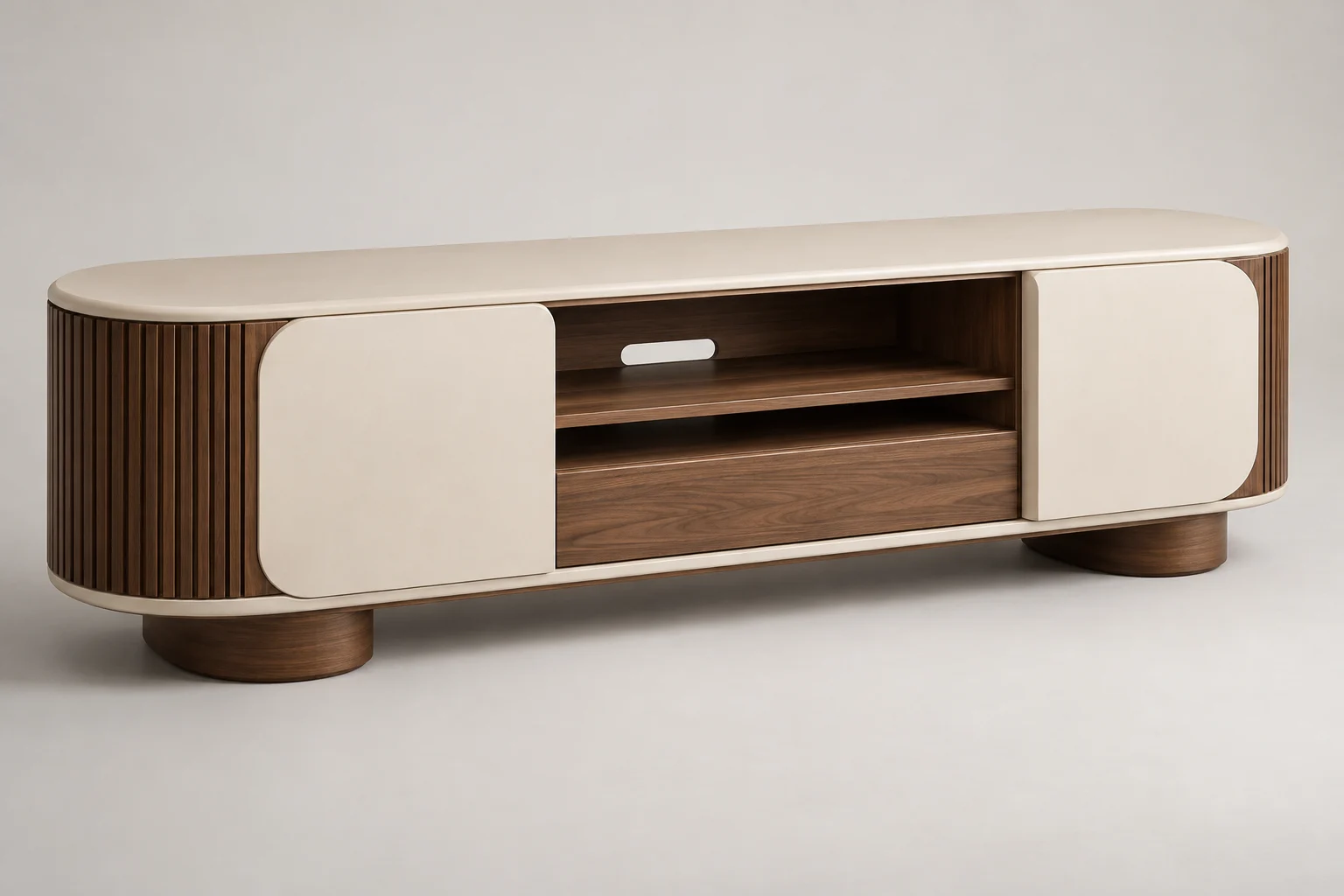 TV Console — Sculpted Cream — C5-RS-LV-TV-009