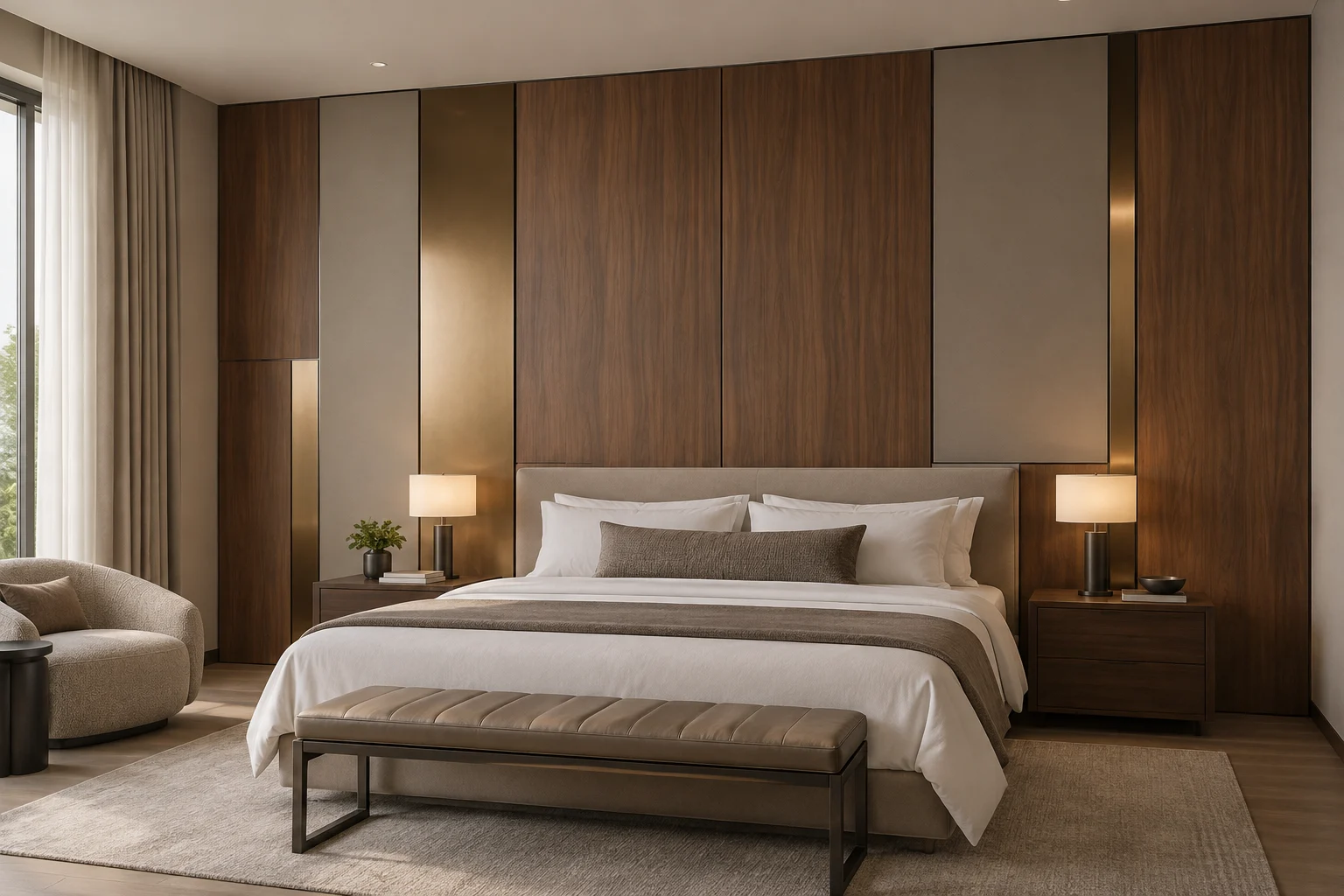 Mixed Material Paneling — Bronze and Walnut — C5-WP-HT-GR-007