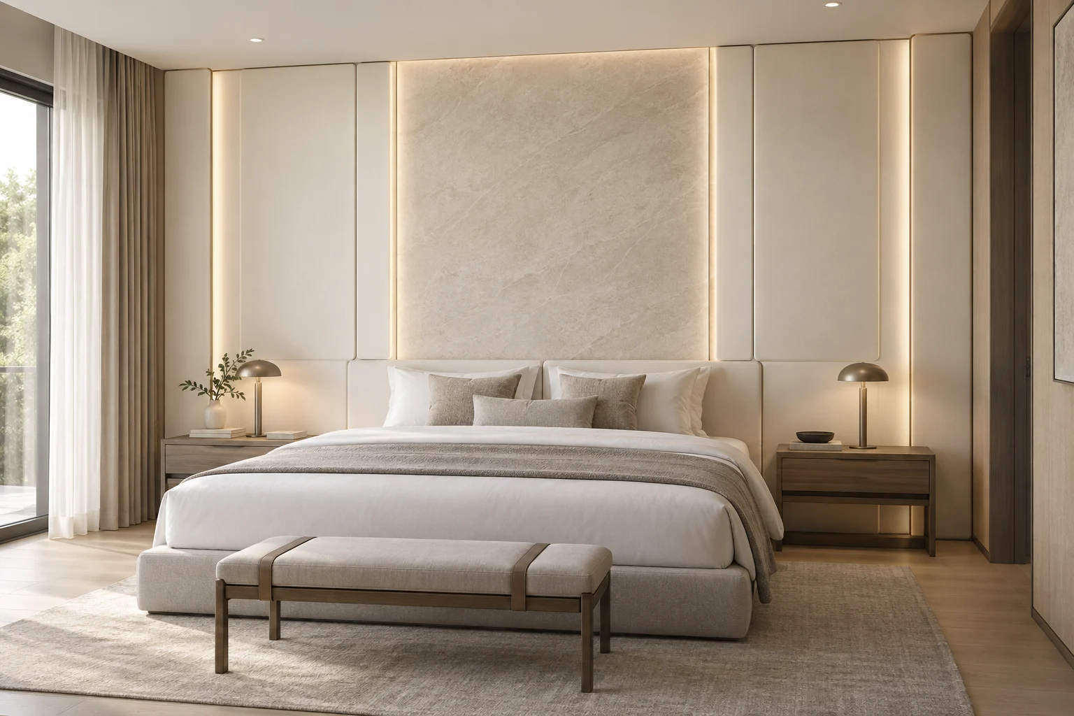 Mixed Material Paneling — Layered Cream — C5-WP-HT-GR-010