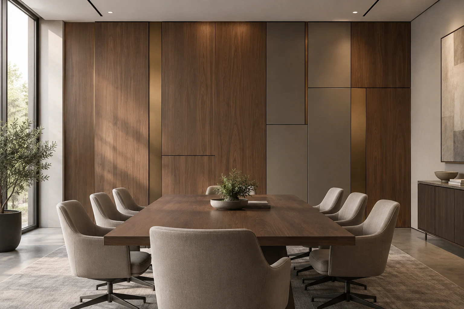 Mixed Material Paneling — Bronze and Walnut — C5-WP-OF-CF-007