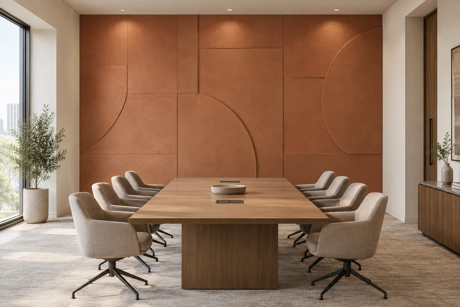Decorative Painted Paneling — Terracotta Relief — C5-WP-OF-CF-009