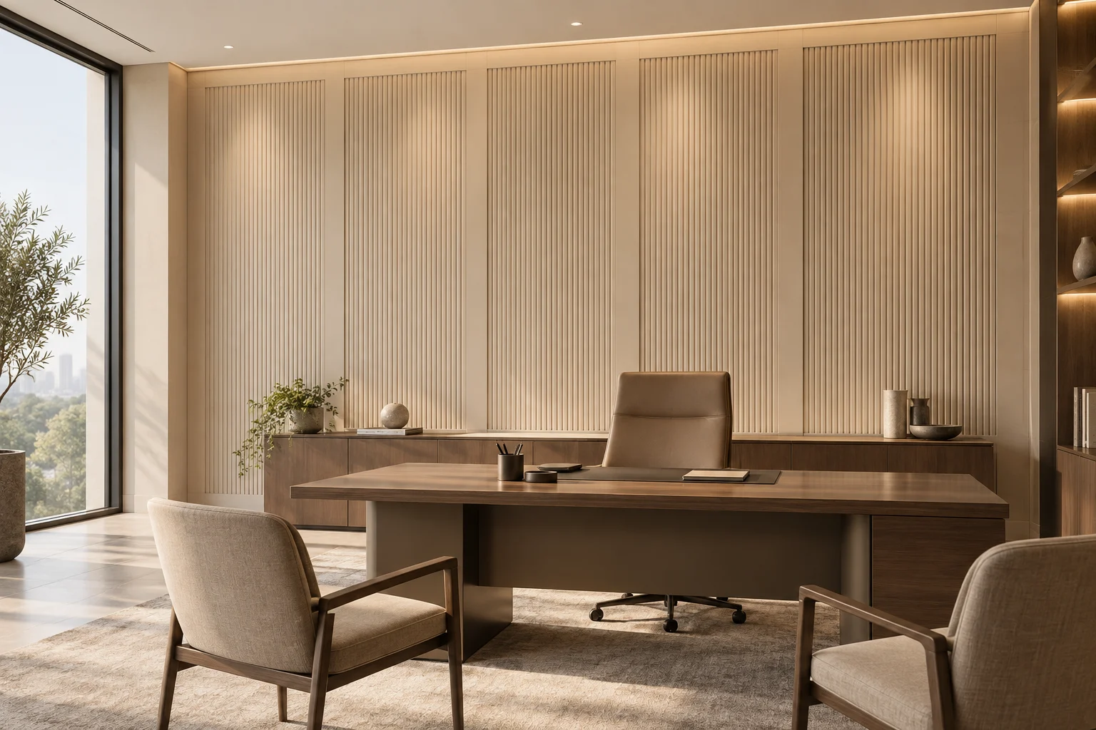 Fluted Paneling — Soft Fluted Sand — C5-WP-OF-EX-002