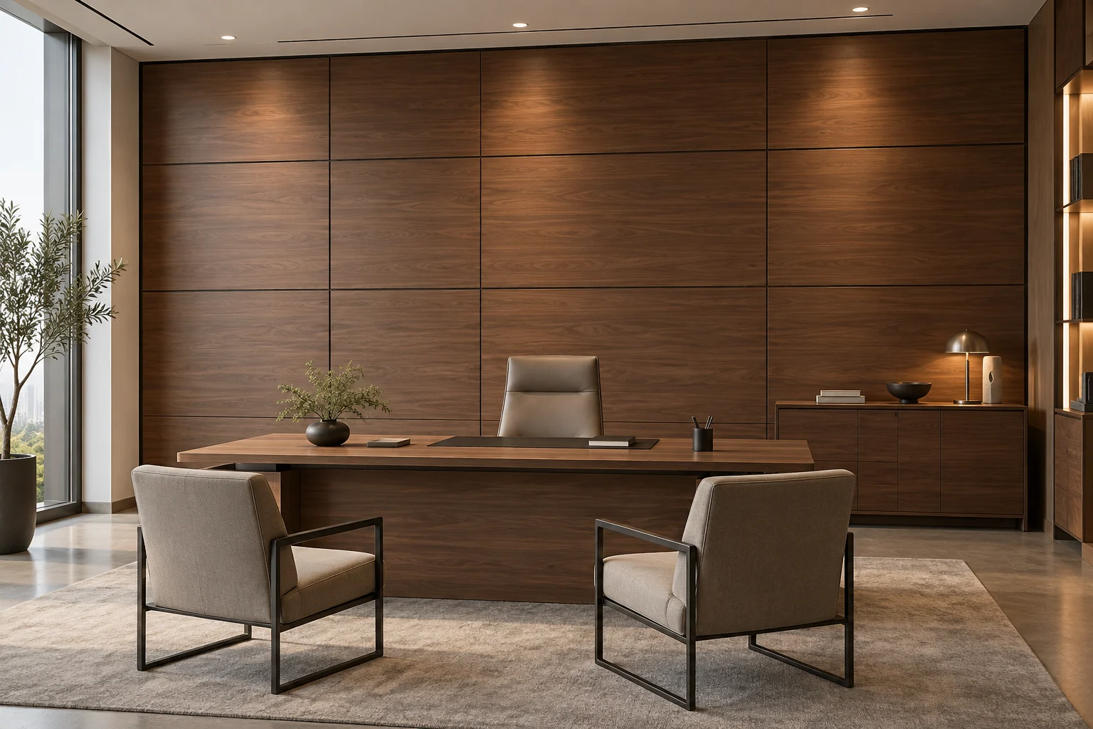 Veneer Paneling — Walnut Frame — C5-WP-OF-EX-003