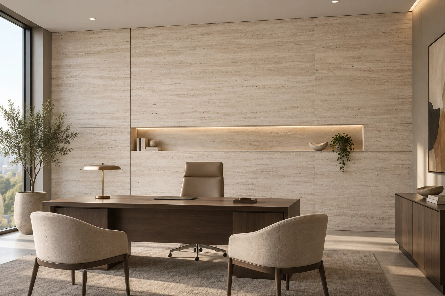 Stone and Porcelain — Travertine Calm — C5-WP-OF-EX-004