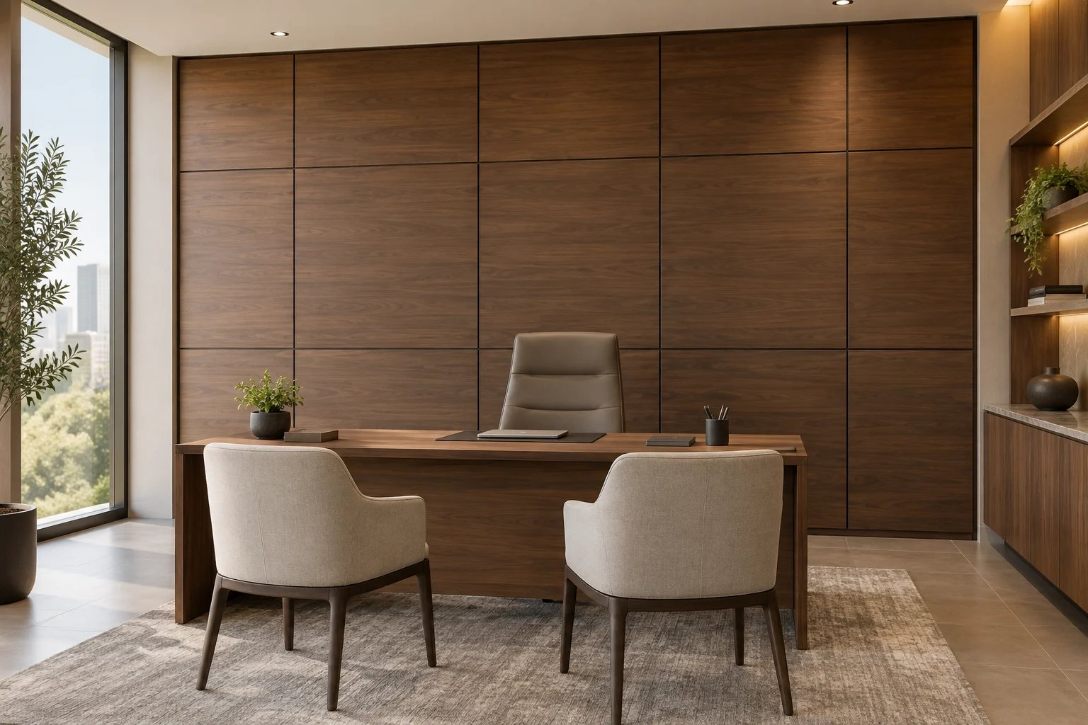 Veneer Paneling — Walnut Frame — C5-WP-OF-MG-003