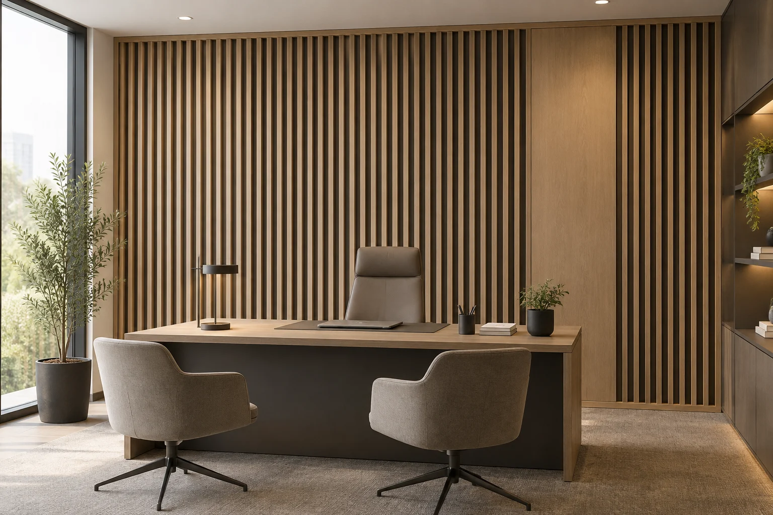 Slatted Paneling — Timber Screen — C5-WP-OF-MG-008