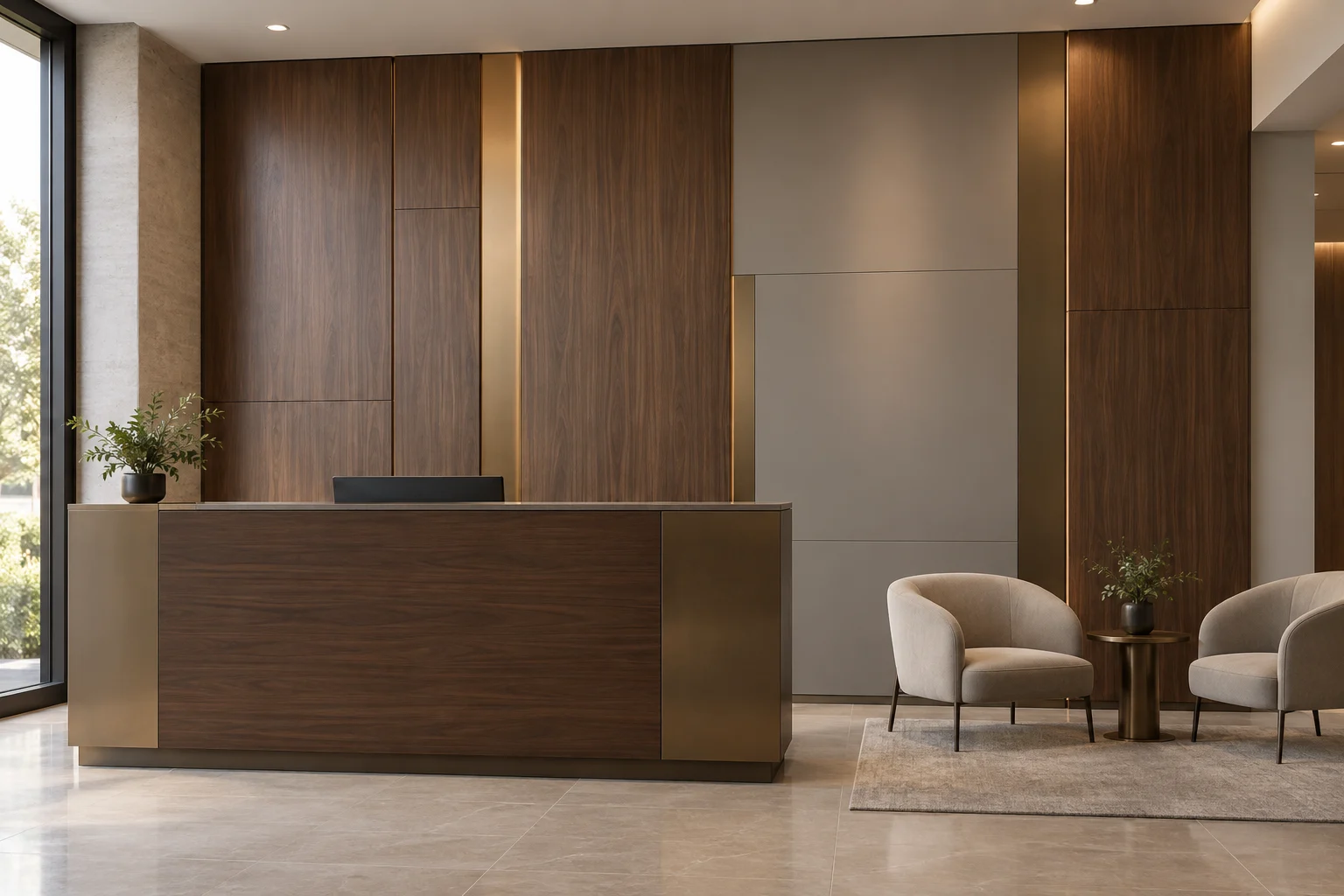 Mixed Material Paneling — Bronze and Walnut — C5-WP-OF-RC-007