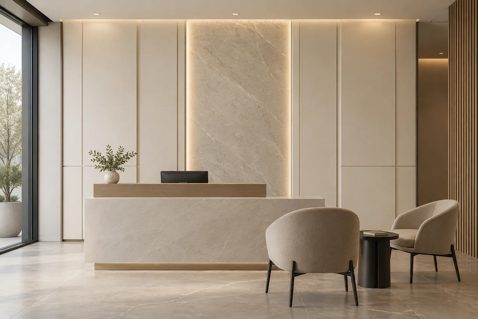 Mixed Material Paneling — Layered Cream — C5-WP-OF-RC-010