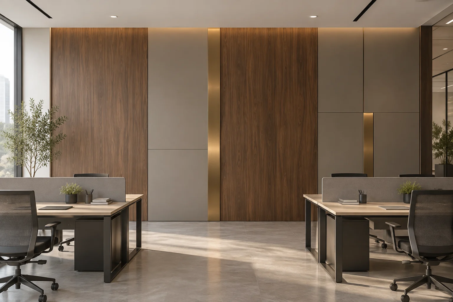 Mixed Material Paneling — Bronze and Walnut — C5-WP-OF-WS-007