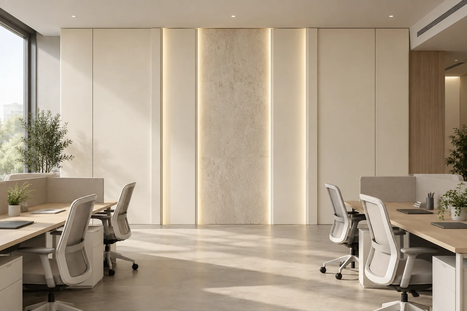 Mixed Material Paneling — Layered Cream — C5-WP-OF-WS-010