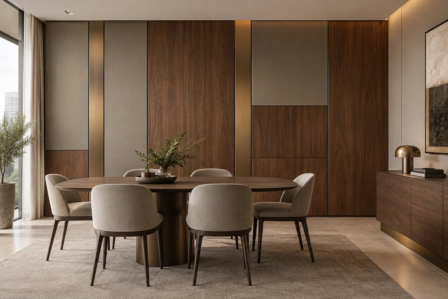 Mixed Material Paneling — Bronze and Walnut — C5-WP-RS-DN-007