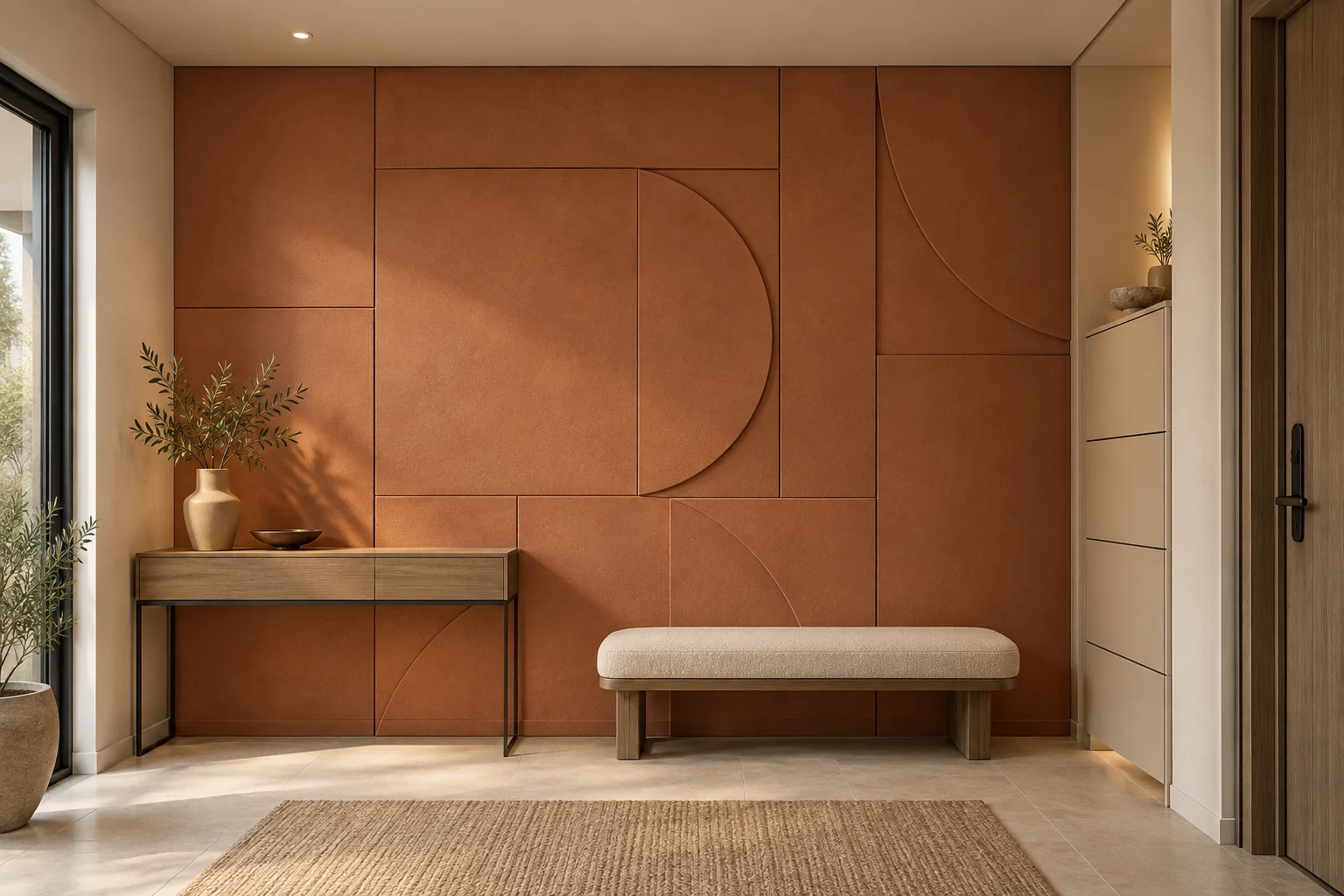 Decorative Painted Paneling — Terracotta Relief — C5-WP-RS-FY-009