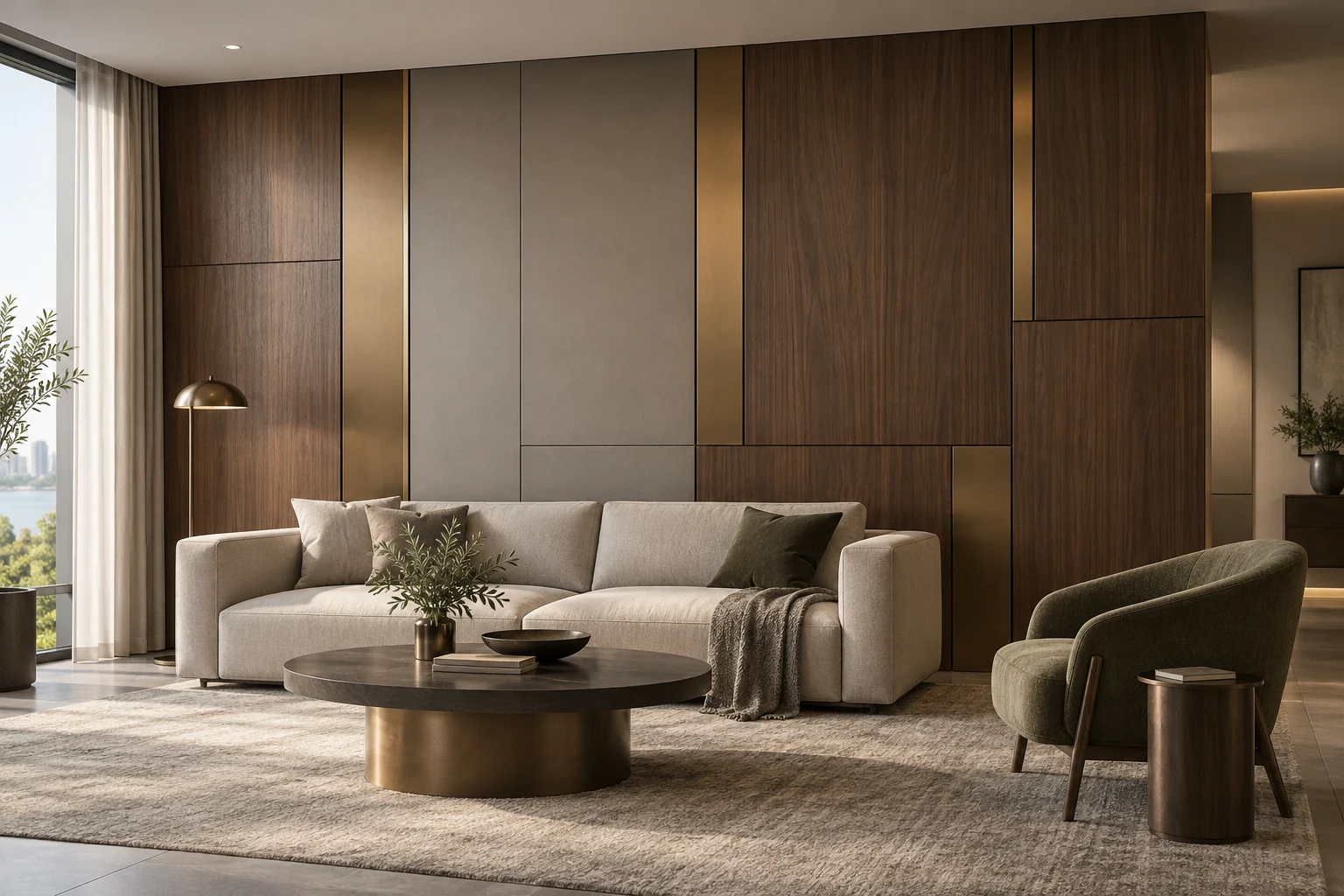 Mixed Material Paneling — Bronze and Walnut — C5-WP-RS-LV-007