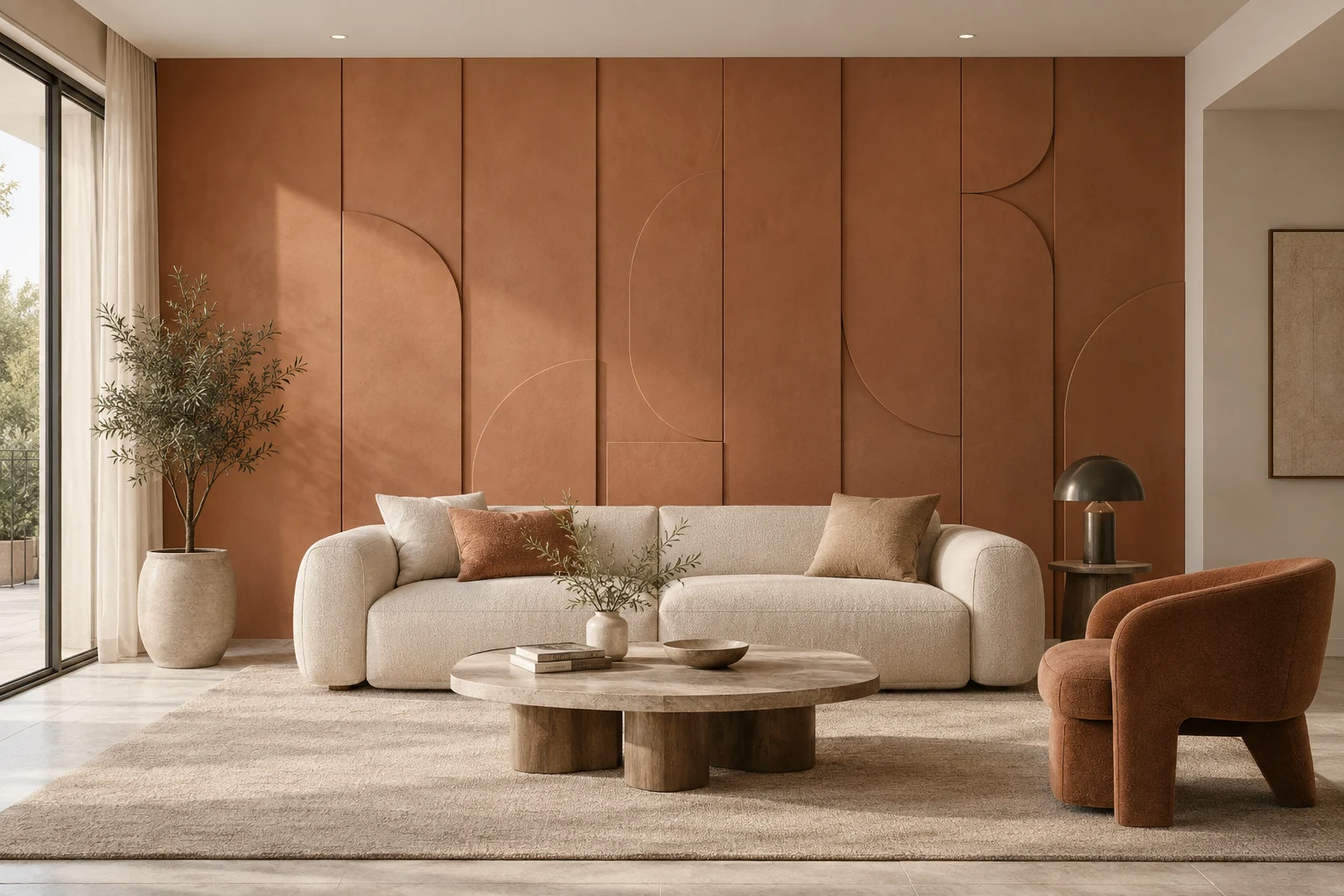 Decorative Painted Paneling — Terracotta Relief — C5-WP-RS-LV-009