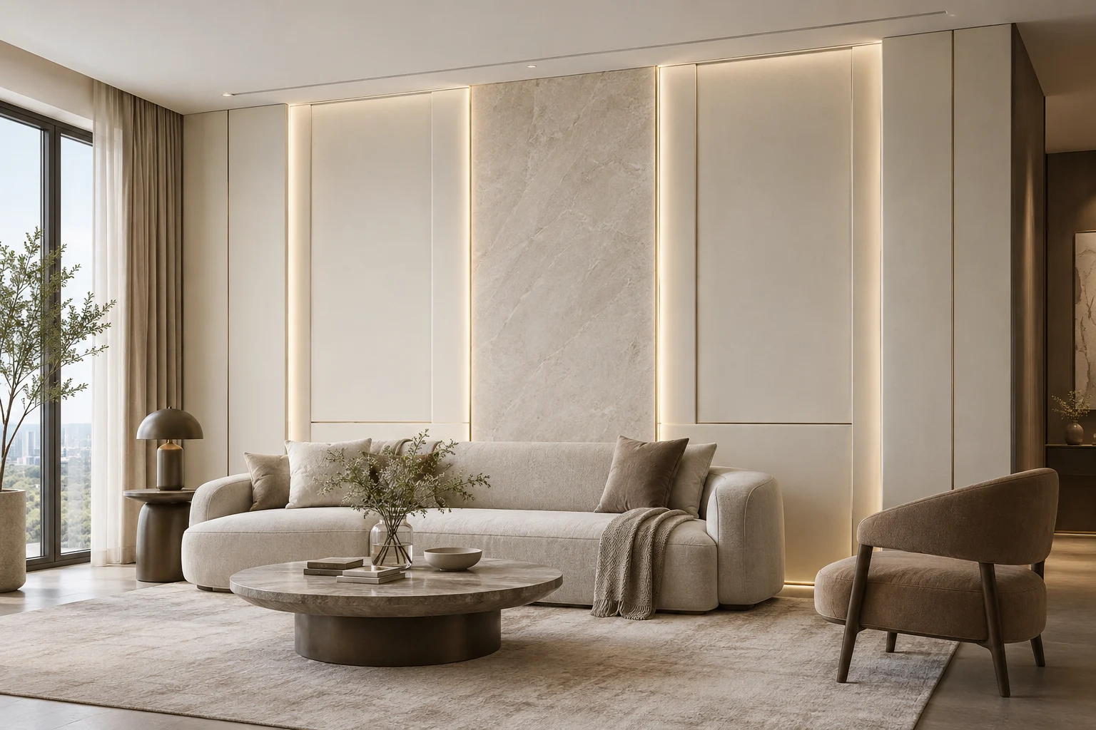 Mixed Material Paneling — Layered Cream — C5-WP-RS-LV-010