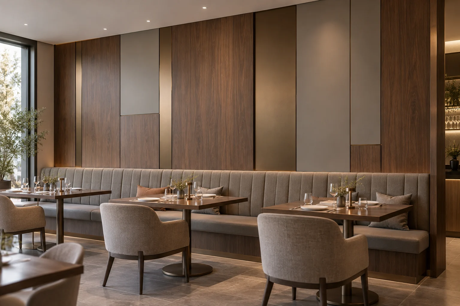 Mixed Material Paneling — Bronze and Walnut — C5-WP-RT-DN-007